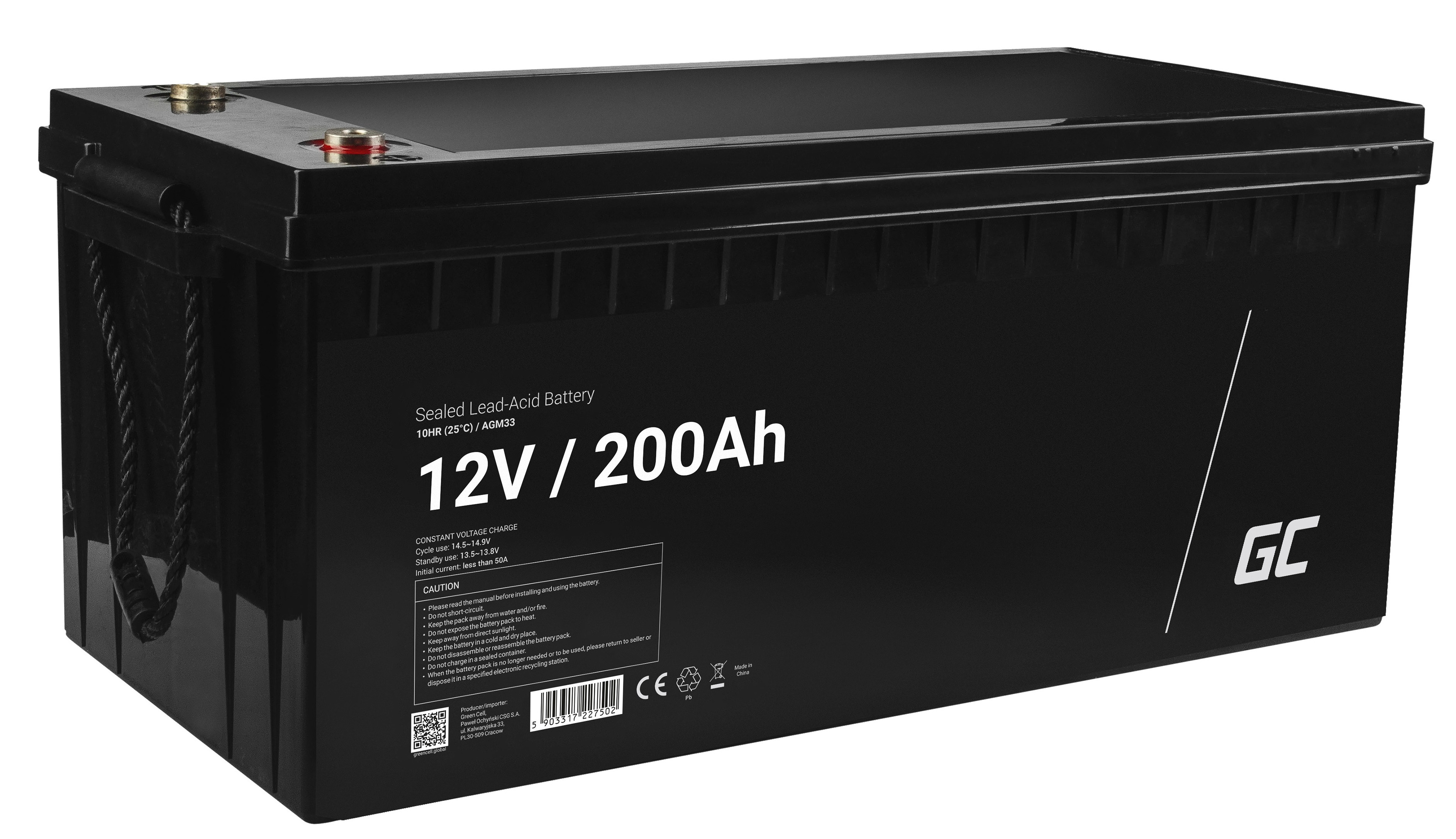 GREEN CELL AGM Battery Lead Acid VRLA - 12V - 200Ah