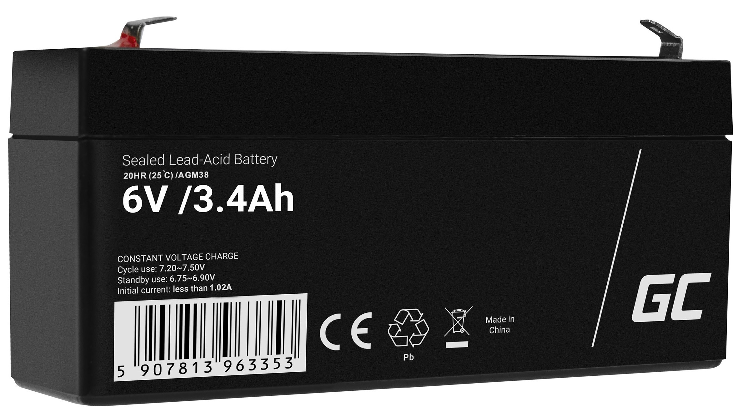 GREEN CELL AGM Battery Lead Acid VRLA - 6V - 3.4Ah