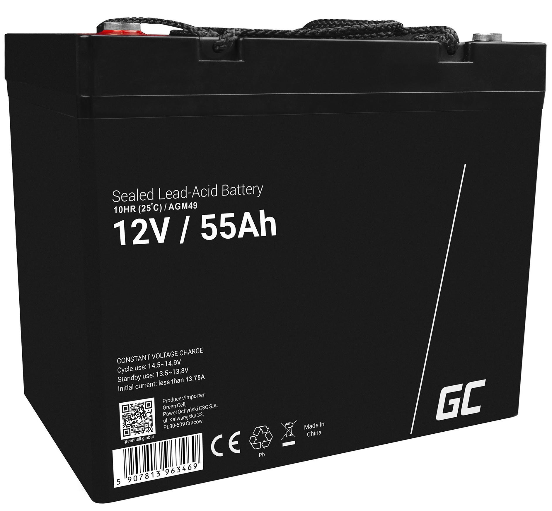GREEN CELL AGM Battery Lead Acid VRLA - 12V - 55Ah