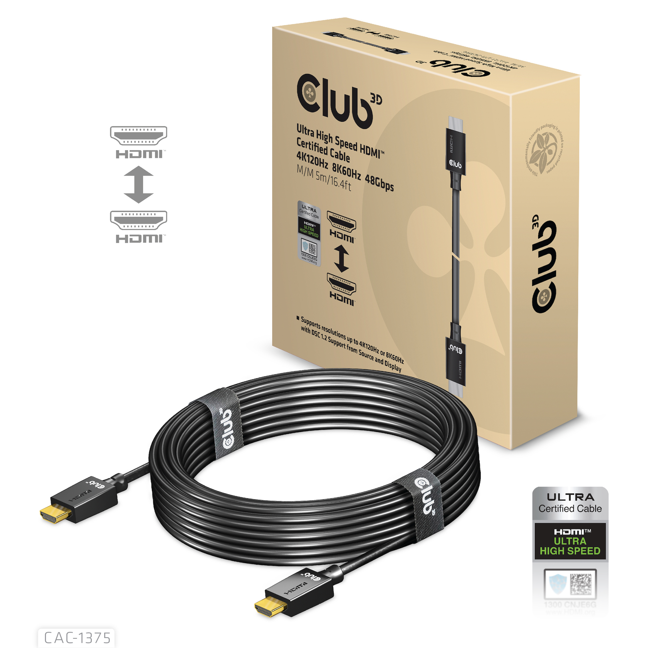 CLUB3D HDMI-Kabel A -> A 2.1 Ultra High Speed 10K HDR 5m retail
