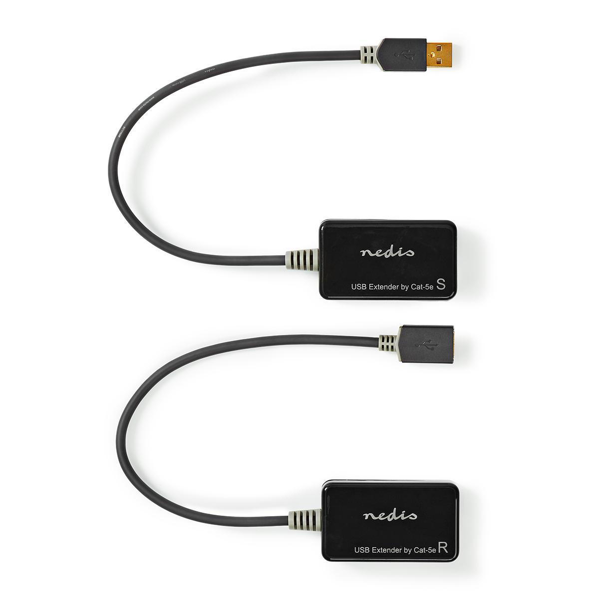 NEDIS USB-Extender | USB 1.1 | 1x RJ45 Female | 1x USB-A Buchse | 1x USB-A Stecker | 1x RJ45 Female