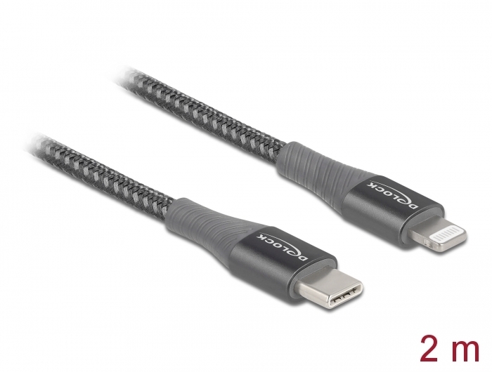 DELOCK Daten- und Ladekabel USB Type-C? zu Lightning? für iPhone?, iPad? und iPod? grau 2,0 m MFi