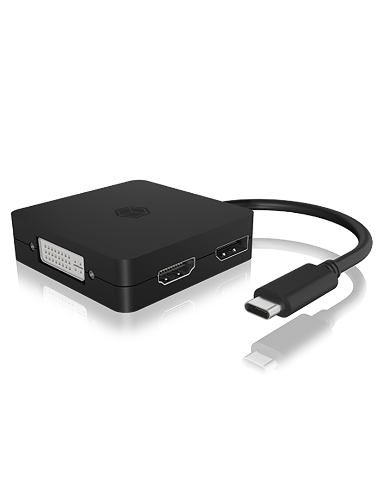 RAIDSONIC Adapter IcyBox 4in1 Video Adapter USB-C -> VGA/HDMI/DVI-D