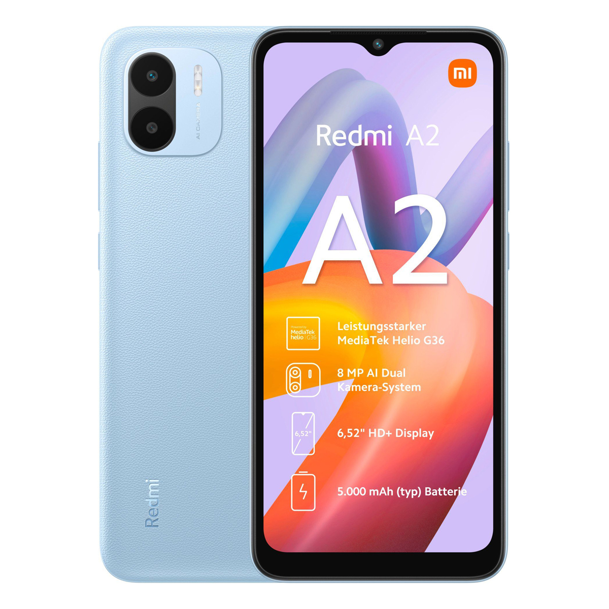 XIAOMI Redmi A2 2+32GB Light Blue 16,56cm (6,52\") IPS LCD Display, Android 13 Go, 8MP Dual-Kamera