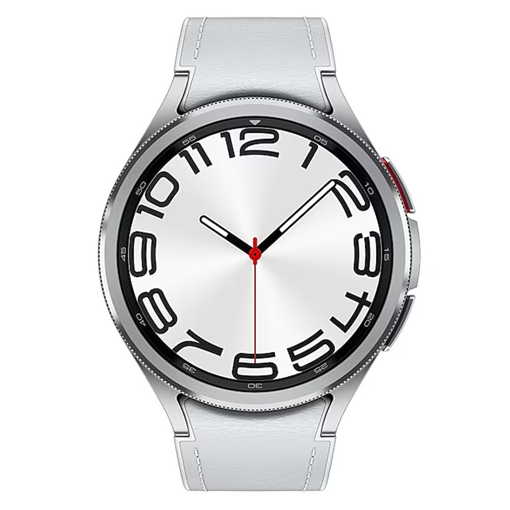 SAMSUNG Galaxy Watch6 Classic - 47 mm - intelligente Uhr mit Band - Hybrid-Eco-Leder - Silber - Band
