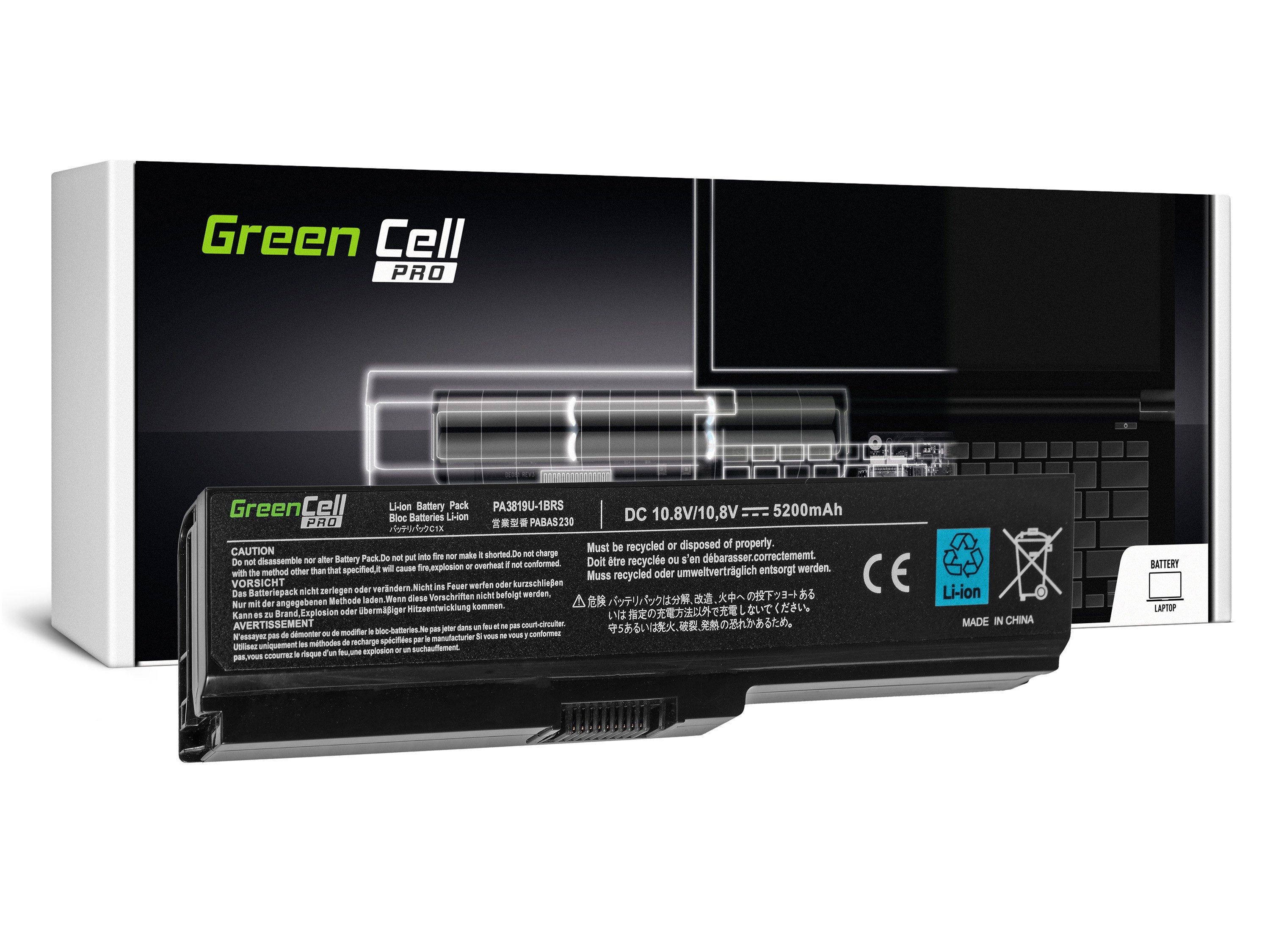 GREEN CELL PRO Laptop Battery for Toshiba Satellite C650 C650D C660D - 11.1V - 5200mAh