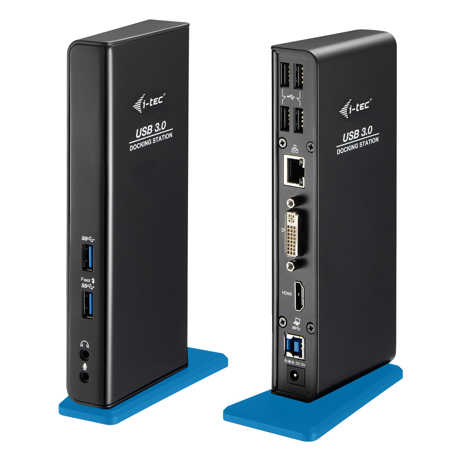 I-TEC USB 3.0 Dual Docking Station 1x DVI 1x HDMI 2048x1152 Px+Adapter DVI-VGA GLAN 2x USB 3.0 4x US