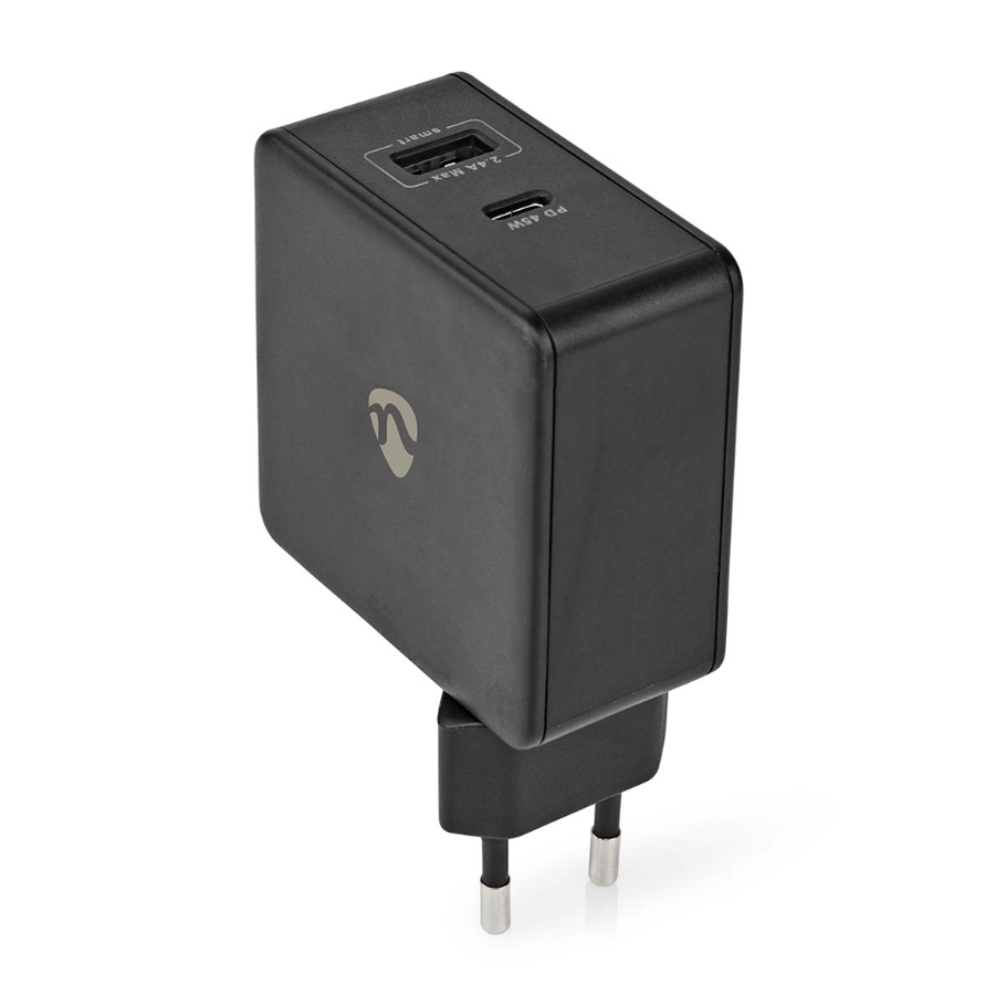 NEDIS Netzladegerät 57 W Schnellladefunktion 2.25 A 2.4 - Anzahl der Ausgänge: 2, USB-A, USB-C?, Kei